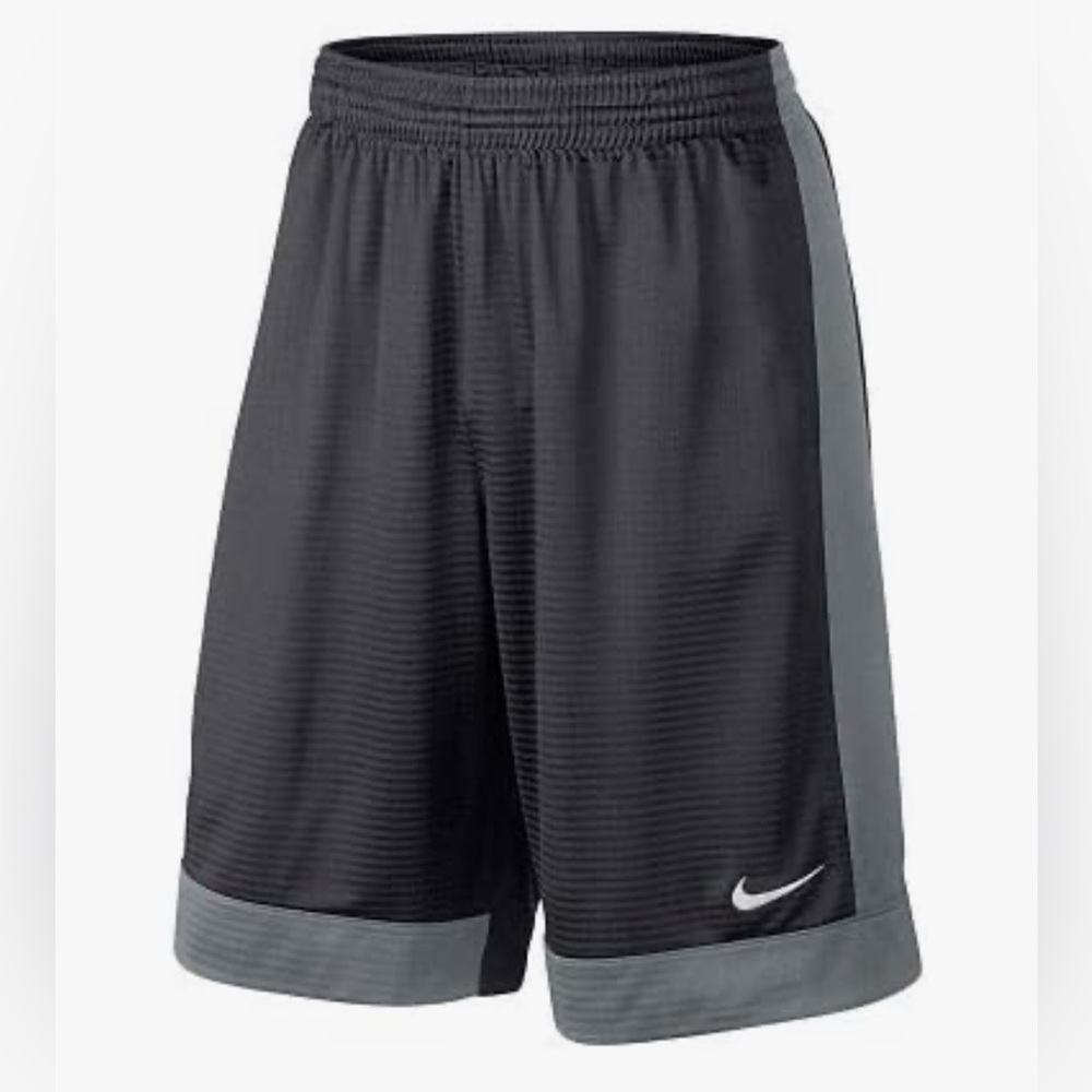 NIKE MENS FAST BREAK BLACK WITH GRAY STRIPE BASKETBALL SHORTS SIZE MEDIUM - Picture 3 of 10